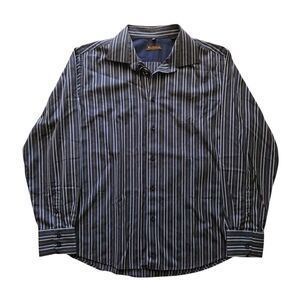 Ben Sherman Men's Striped Black  Multi-Color Cotton Button Down Shirt